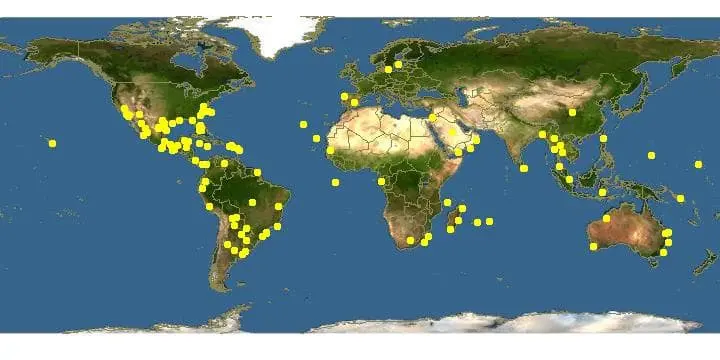 mapa de la Bacopa monnieri